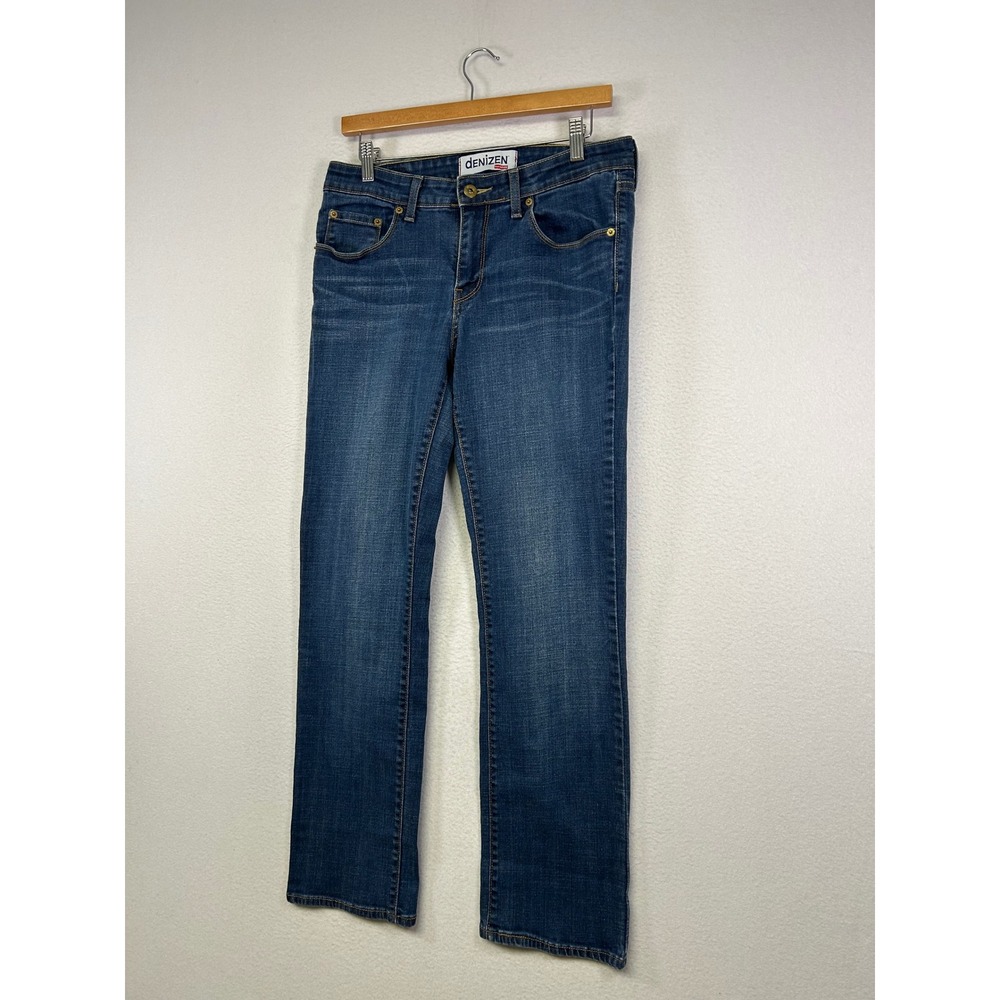 Classic Casual Denizen Levi's Women 10M Blue Straight Leg Mid Rise Stretch Jeans - Picture 11 of 12